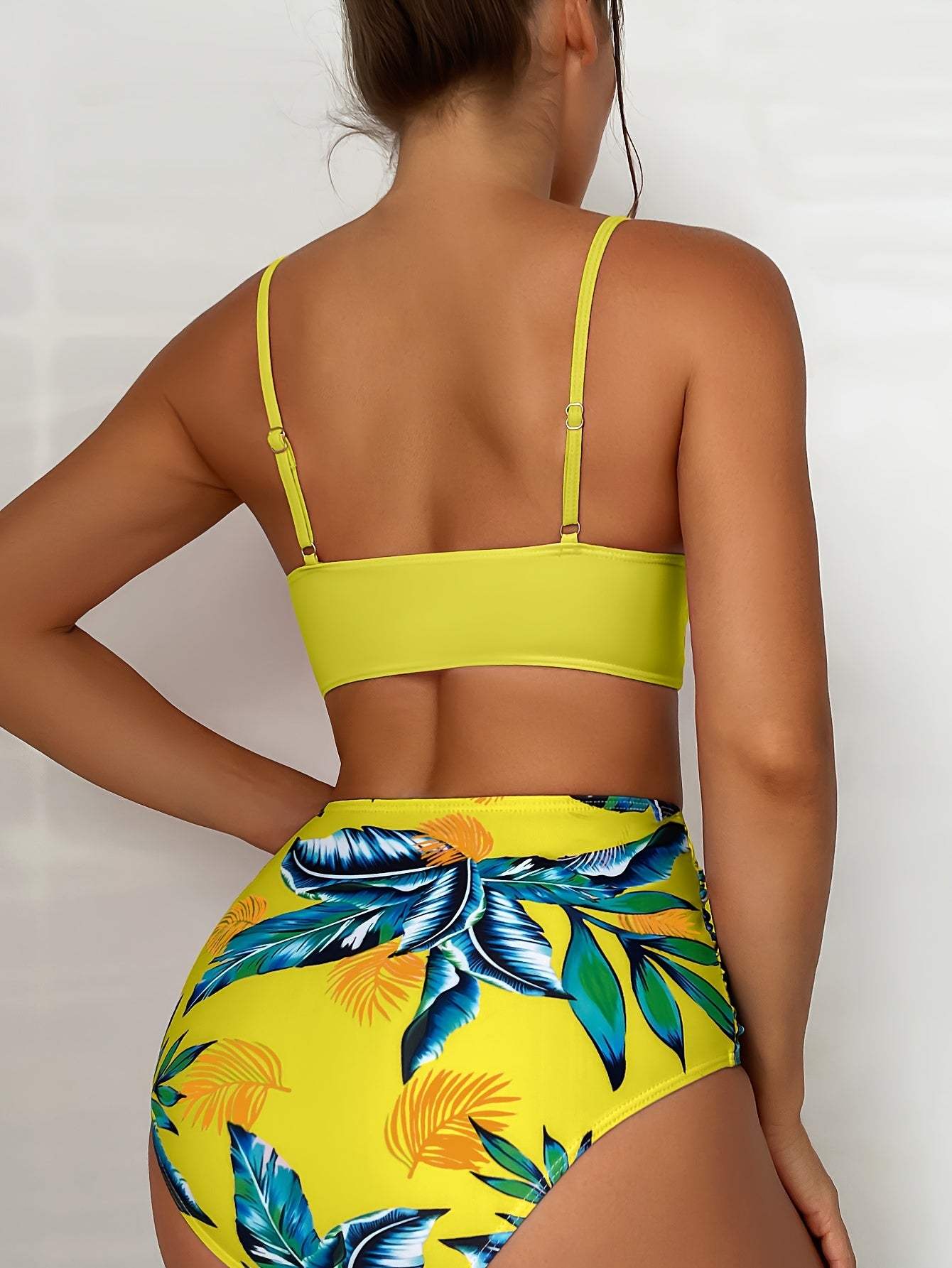 Dames Bikini-zwemuitje - Chique Wrap-top - Verstelbare bandjes - Ruchyze broek met hoge taille