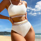 Damesbikinitoestel met Ribstructuur, Hoge Slip, Verstelbare Bandjes