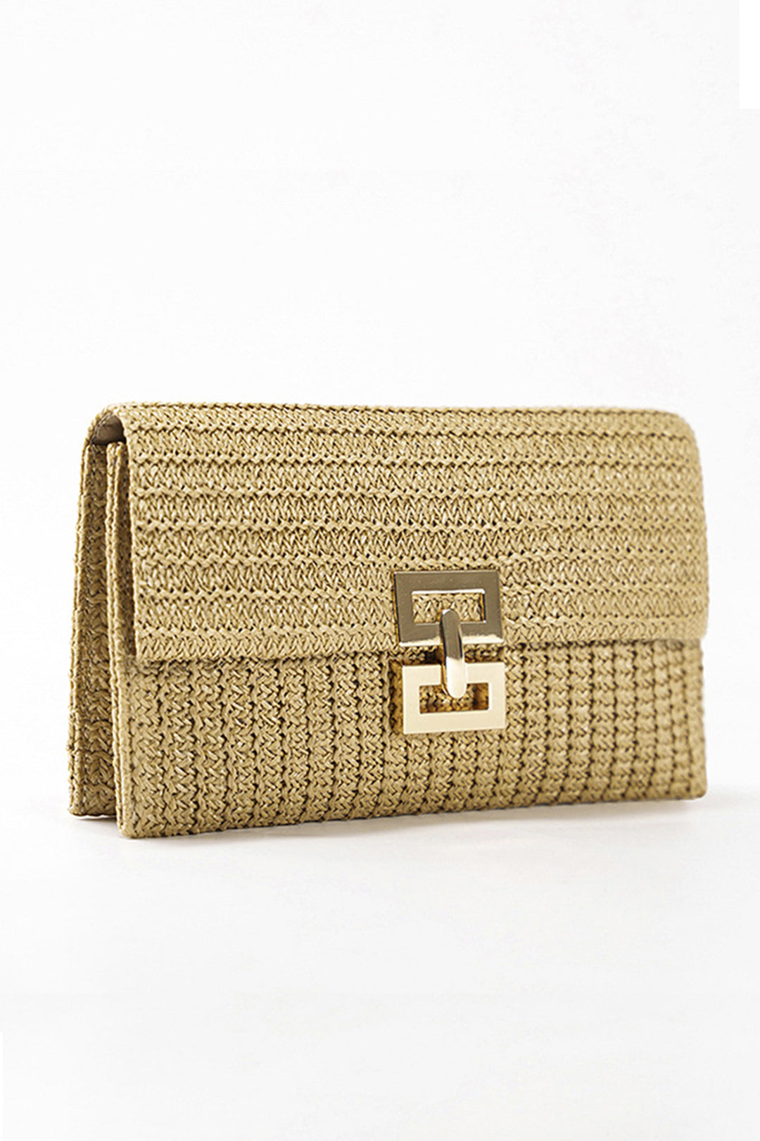 Chic Strohoed Geweven Clutch Tas