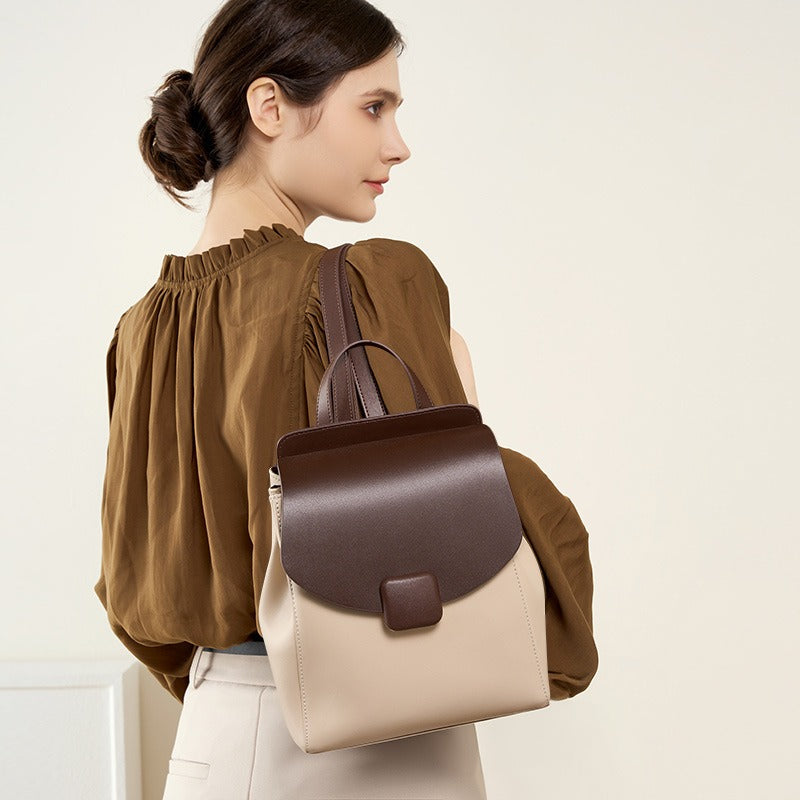 Kunststof lederen rugzak vrouw minimalistisch design elegant - Nadège