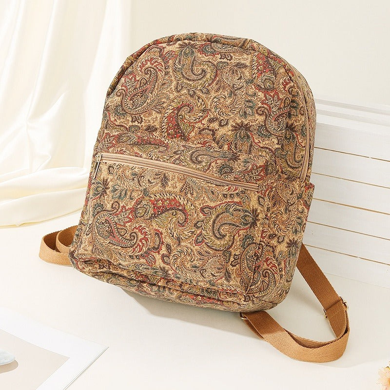 Bedrukte stoffen rugzak met grote inhoud in vintage stijl - Francis