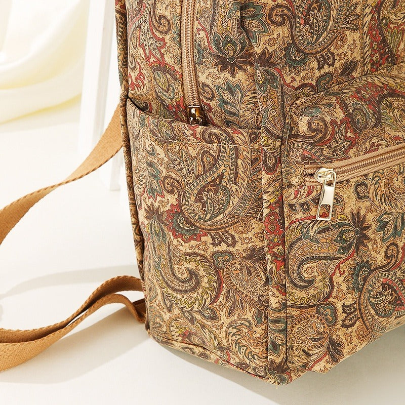 Bedrukte stoffen rugzak met grote inhoud in vintage stijl - Francis