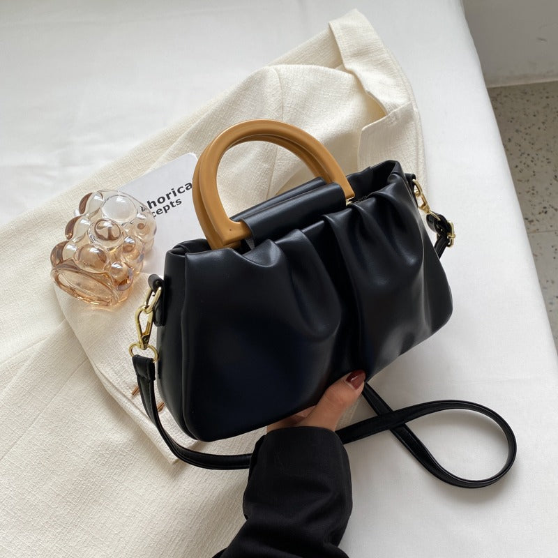 Damestas met lederlook met ruches, moderne stijl - Amélie