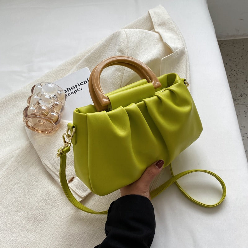 Damestas met lederlook met ruches, moderne stijl - Amélie