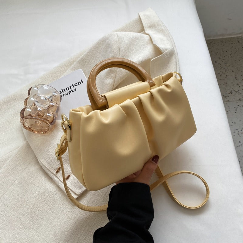 Damestas met lederlook met ruches, moderne stijl - Amélie