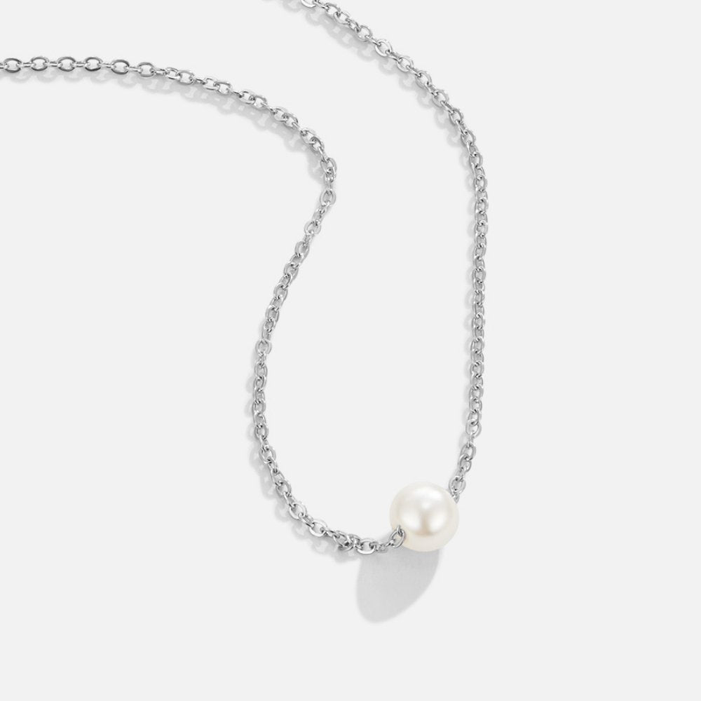 Elegante Solitaire Ketting met Zilveren Parel - Zacht en Stijlvol Sieradencijfer