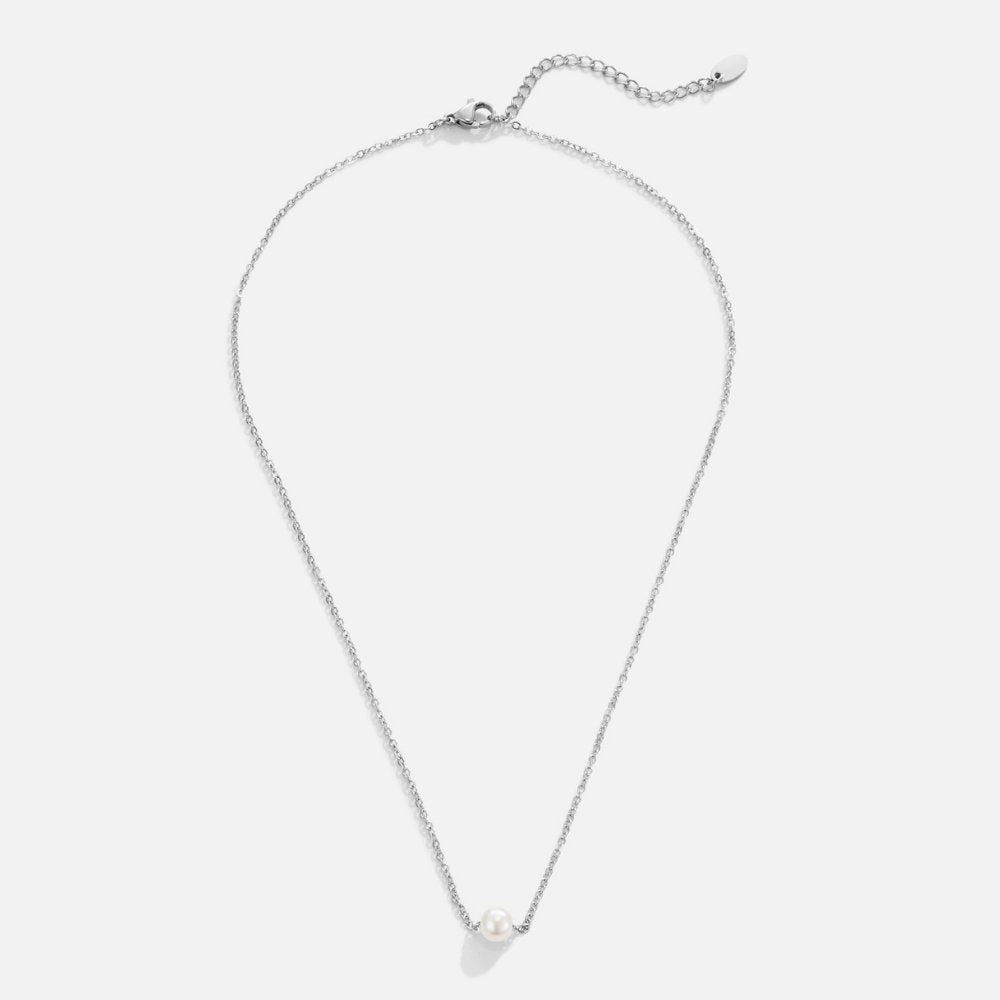 Elegante Solitaire Ketting met Zilveren Parel - Zacht en Stijlvol Sieradencijfer